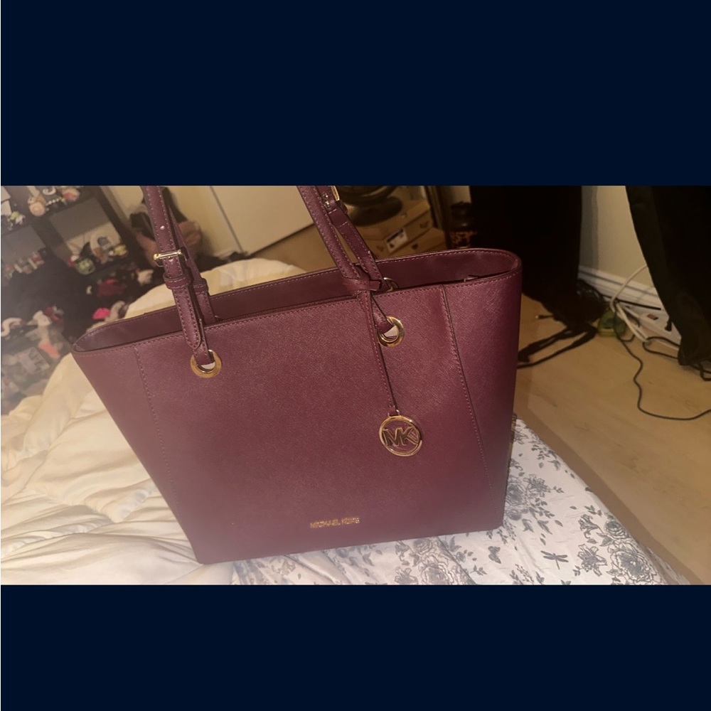 Michael Kors Red Tote Bag with Structured Design